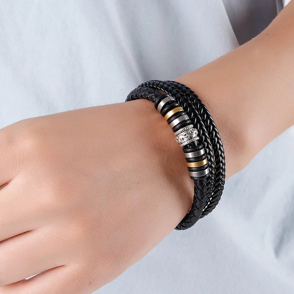 Pulsera de Cuero Con Dedicatoria "Querido Hijo” 2x1